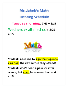 : Tuesday morning Wednesday after school