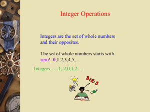 Integer Operations Integers are the set of whole numbers and their opposites.
