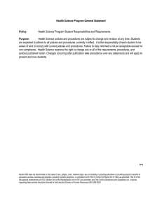 Health Science Program General Statement  Policy: Purpose: