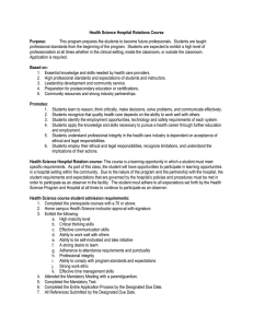 Health Science Hospital Rotations Course Purpose: