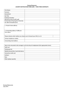 Human Resources LEAVER’S NOTIFICATION FORM (LNF) – FIXED TERM CONTRACTS  First Name