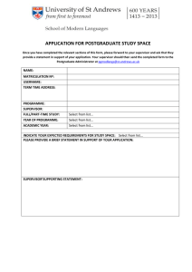 APPLICATION FOR POSTGRADUATE STUDY SPACE
