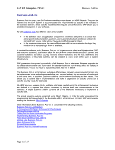 Business Add-Ins SAP R/3 Enterprise 470 SR1