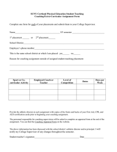 Complete one form for each of your placements and submit... Name_______________________________________ ST semester ____________________________ SUNY Cortland Physical Education Student Teaching