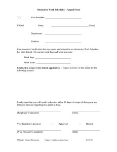Alternative Work Schedules – Appeal Form  TO: Vice President ________________________________