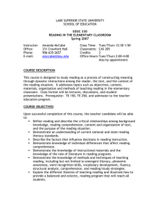 LAKE SUPERIOR STATE UNIVERSITY SCHOOL OF EDUCATION  Instructor:  Amanda McCabe