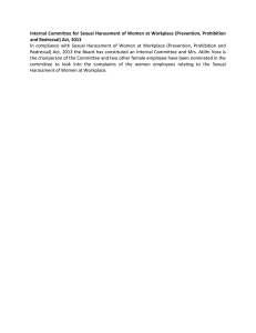 Internal Committee for Sexual Harassment of Women at Workplace (Prevention, Prohibition and Redressal) Act, 2013