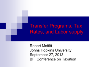 Transfer Programs, Tax Rates, and Labor supply Robert Moffitt Johns Hopkins University