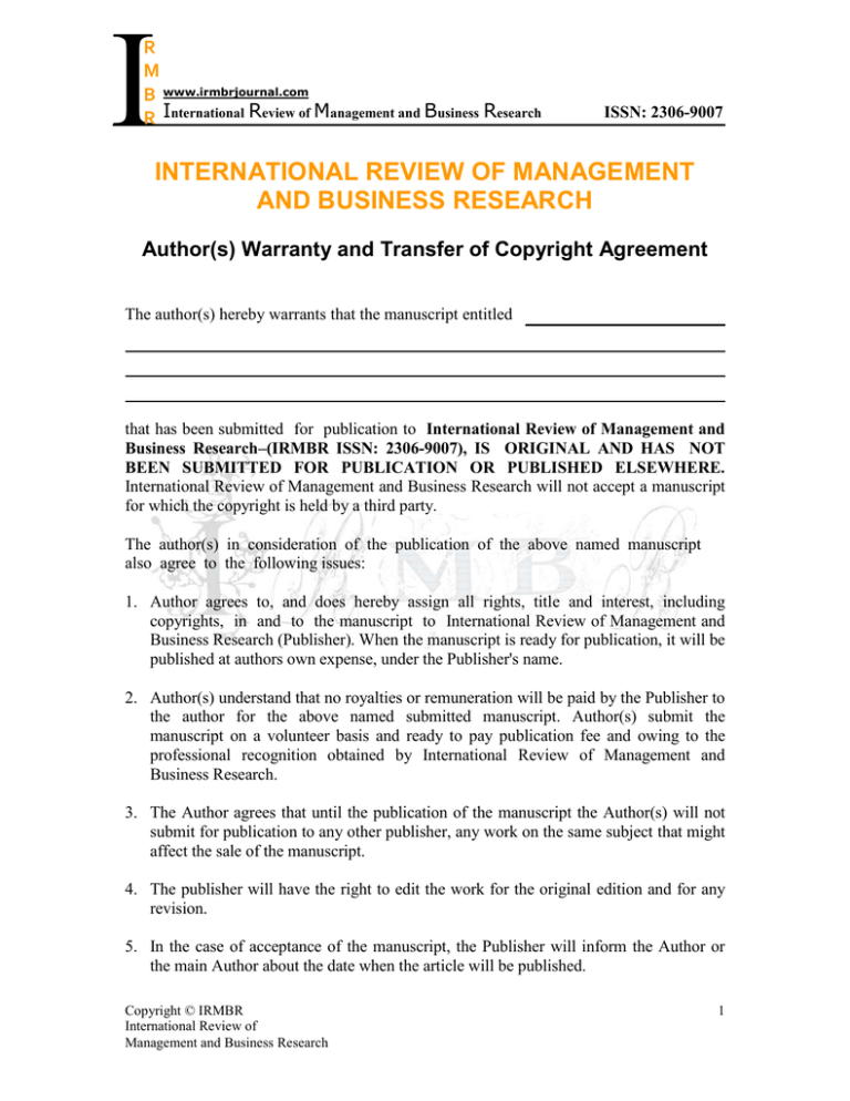 international review of management and business research