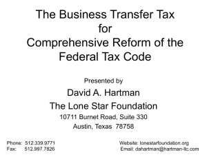 The Business Transfer Tax for Comprehensive Reform of the Federal Tax Code