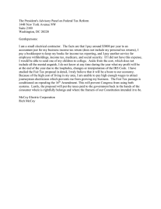 The President's Advisory Panel on Federal Tax Reform Suite 2100