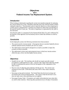 Objectives of a Federal Income Tax Replacement System. Introduction