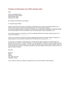 FOIL Request Sample Letter for Syracuse City Schools