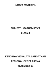 Class X Mathematics Study Material - KVS Patna 2012-13