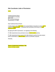 Site Coordinator Letter of Permission