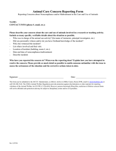 Animal Care Concern Reporting Form