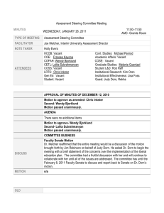 Assessment Steering Committee Meeting 11:00–11:50 WEDNESDAY, JANUARY 26, 2011