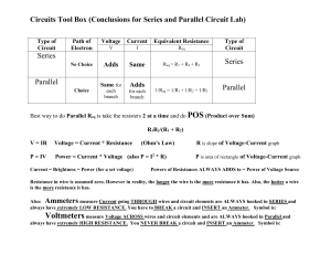 POS Circuits Tool Box (Conclusions for Series and Parallel Circuit Lab)  Series