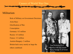 Causes of World War One Militarism