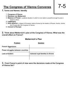 Congress of Vienna: Metternich's Plan & Impact on France
