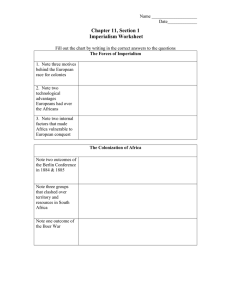 Chapter 11, Section 1 Imperialism Worksheet