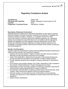 Regulatory Compliance Analyst