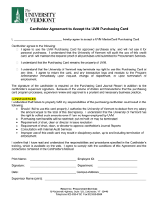 Cardholder Agreement to Accept the UVM Purchasing Card