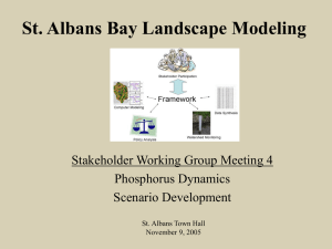 St. Albans Bay Landscape Modeling Stakeholder Working Group Meeting 4 Phosphorus Dynamics