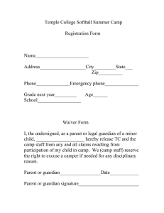 Temple College Softball Summer Camp  Registration Form Name______________________