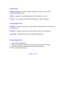 Program Style  Modular programs Module