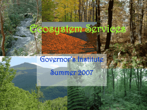 Ecosystem Services Governor’s Institute Summer 2007