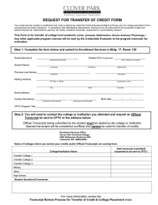 REQUEST FOR TRANSFER OF CREDIT FORM