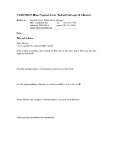AABB PRESS Book Proposal Form (2nd and Subsequent Editions)