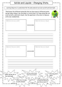 Solids and Liquids: Changing States Worksheet