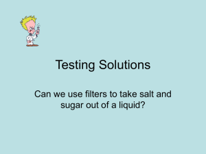 Testing Solutions Can we use filters to take salt and