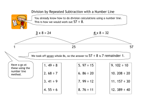 Division by Repeated Subtraction with a Number Line  57 ÷ 8 57