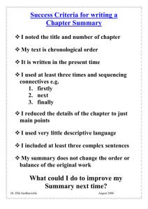 Success Criteria for writing a Chapter Summary