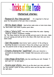 Historical stories: Research the time period Write down ideas