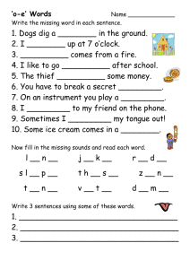 'o-e' Words Worksheet: Vocabulary & Spelling Practice