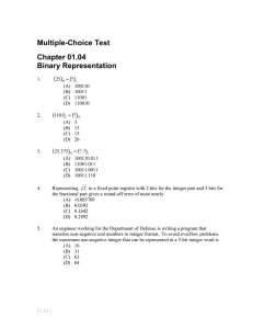 Multiple-Choice Test Chapter 01.04 Binary Representation