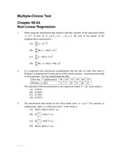 Multiple-Choice Test Chapter 06.04 Non-Linear Regression