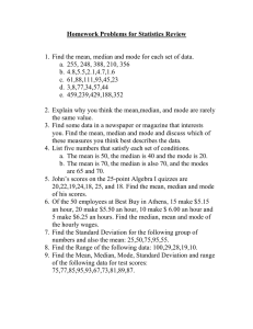 Homework Problems for Statistics Review