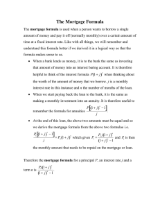 The Mortgage Formula