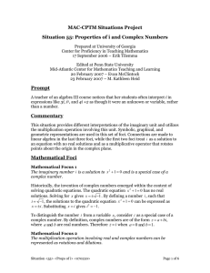 MAC-CPTM Situations Project Situation 55: Properties of i and Complex Numbers
