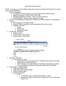 Microsoft Access Overview