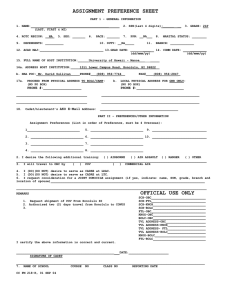 ROTC Assignment Preference Sheet