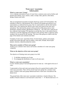 Water users’ Association Salient points