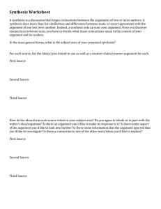 Synthesis Worksheet: Argument Development