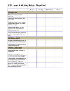 ESL Level 5 Writing Rubric