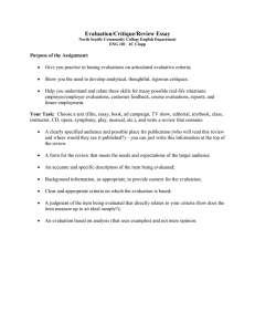 Evaluation Essay Assignment: ENG 101 Guide